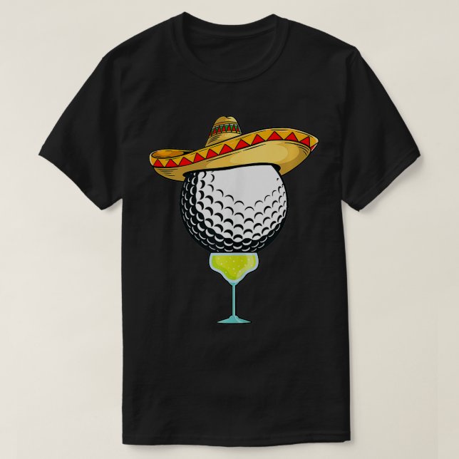 Golf Boll med Sombrero och Margarita Golfer T Shirt (Design framsida)