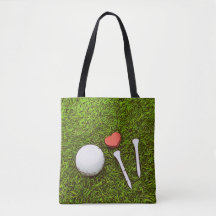 Golf boll med T och kärlek Tote Bag-brider