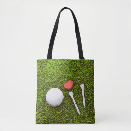 Golf boll med T och kärlek Tote Bag-brider Tygkasse