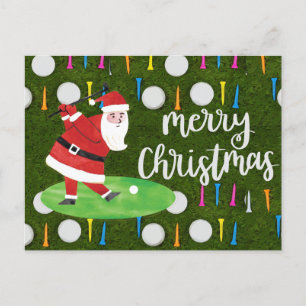 Golf boll med teve och Jultomten för jul Helg Vykort