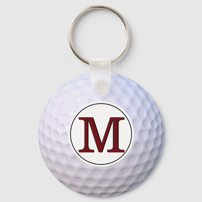 Golf Boll Monogram Golfer på Gröntarna Nyckelring (Framsida)
