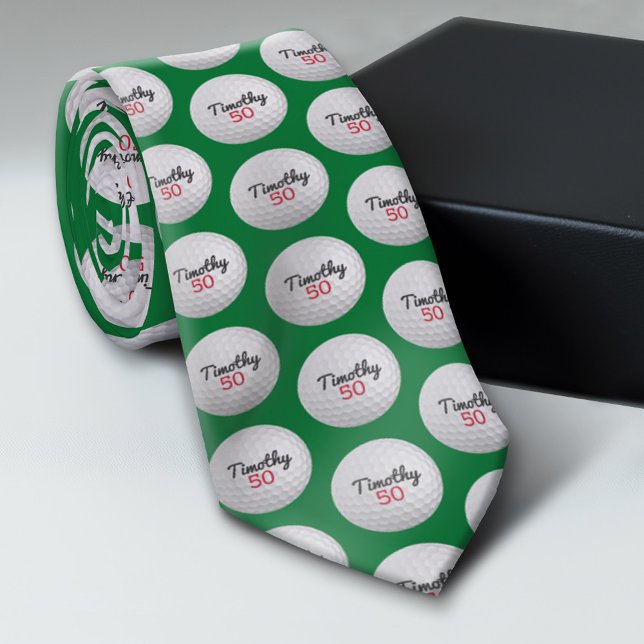 Golf Boll Monogram - lägg till Namn och nummer Slips (Custom Tie)