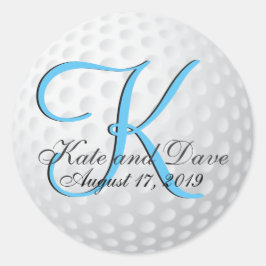 Golf Boll Monogram Wonderful Classic Round Sticker Runt Klistermärke