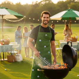 Golf Boll Mönster Monogram Grönt Apron för Golfero