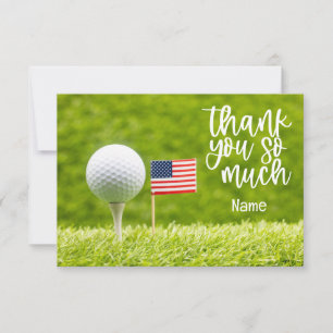 Golf boll och American flagga Tack Kort