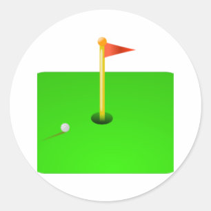 Golf Boll och Golf Flagga Runt Klistermärke