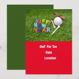 Golf boll och Gott nytt år Par T golfer Inbjudningar