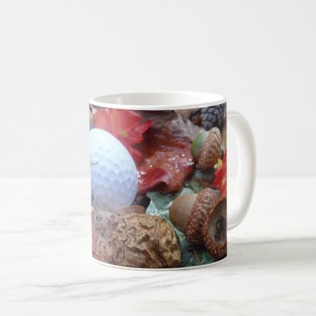 Golf Boll och höst löv och akorrar Kaffemugg (Framsida höger)
