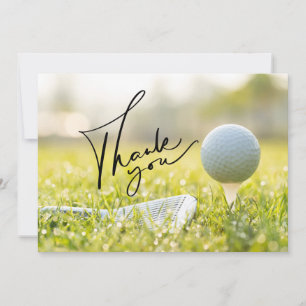 Golf boll och Järn i grönt Tack tack kort