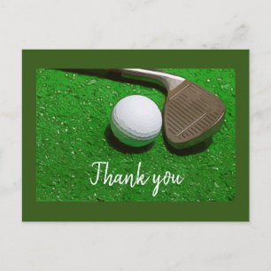 Golf boll och Järn i grönt Tack tack kort