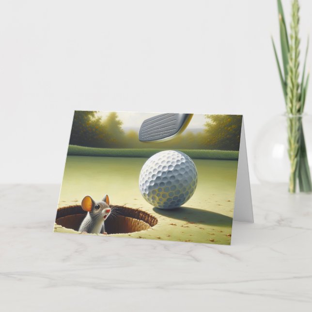Golf Boll och mus från födelsedagen Kort (Framsida)