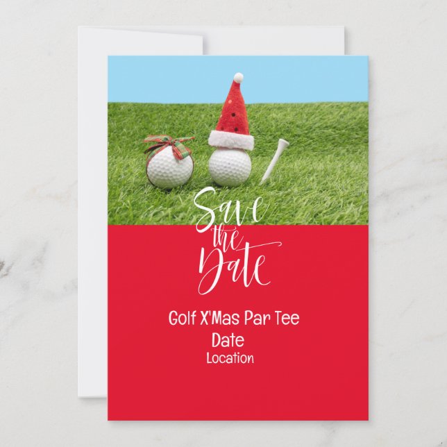Golf boll och Santa Hat för jul-Helgdag Golf Inbjudningar (Framsida)