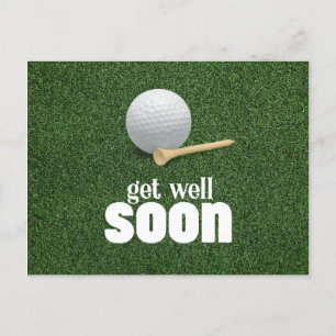 Golf boll och T Gå snart på grönt gräs Vykort