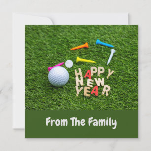 Golf boll och T med Gott nytt år på grönt