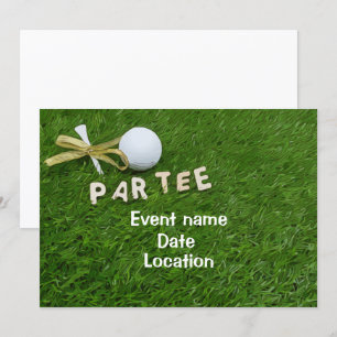 Golf boll och T med gyllene band Tee Inbjudningar