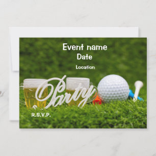 Golf boll och T.o.m. öl Par Tee-inbjudan Inbjudningar