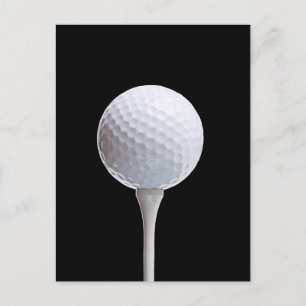 Golf Boll och Tee on Black-Customized Vykort