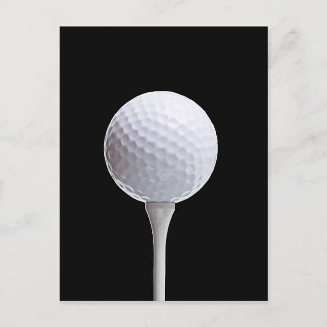 Golf Boll och Tee on Black-Customized Vykort (Framsida)