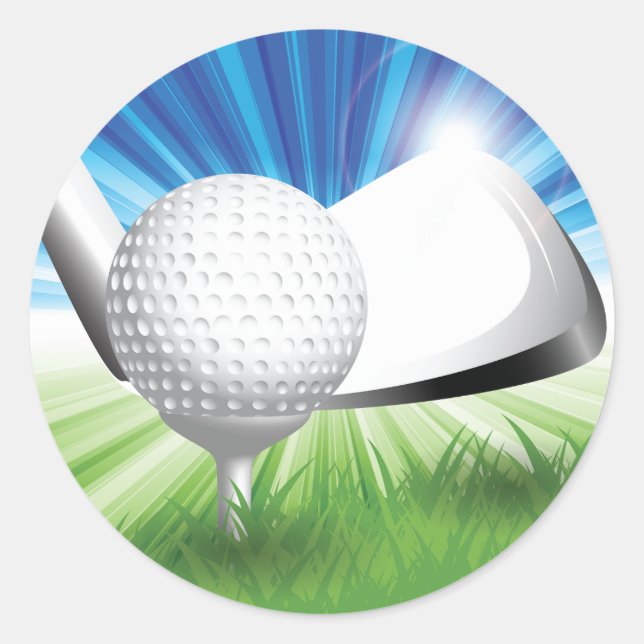 Golf Boll och Tee Stickers Runt Klistermärke (Framsida)