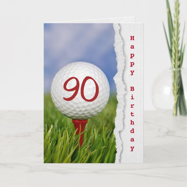 golf boll på garanti för 90:e födelsedag kort (Framsida)