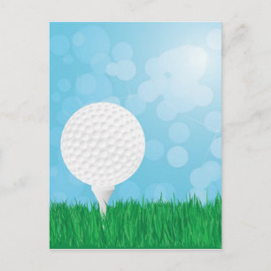 golf boll på gräs vykort