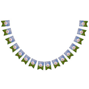 golf boll på grö för 50-årsdagen vimplar