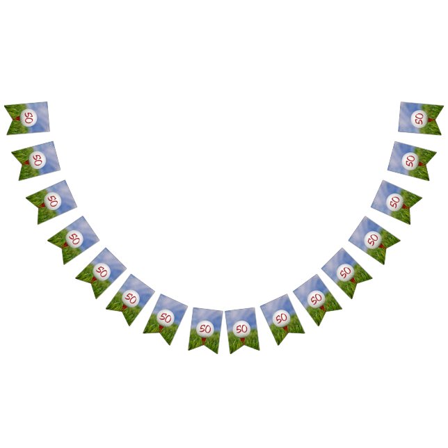 golf boll på grö för 50-årsdagen vimplar (Alla)