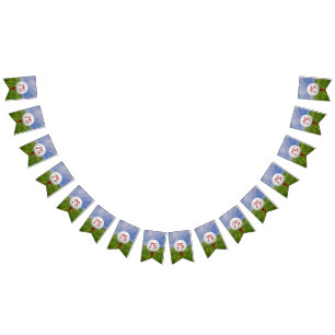 golf boll på grö för 75:e födelsedag vimplar