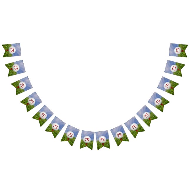 golf boll på grö för 75:e födelsedag vimplar (Alla)