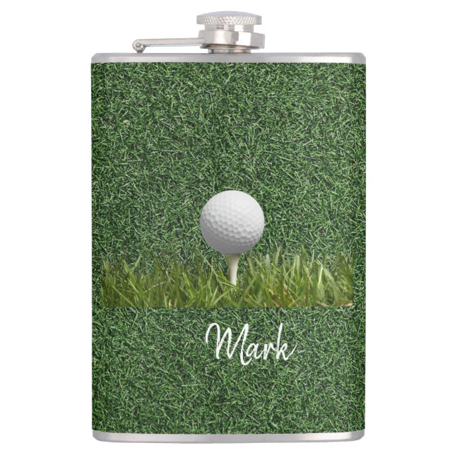 Golf boll på grönt gräs fickplunta (Framsidan)