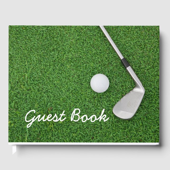 Golf boll på grönt gräs golfer gästböcker (Framsida)