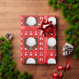 Golf boll på röd Julgran Presentpapper