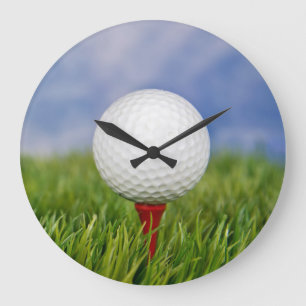 golf boll på rödbänk stor klocka