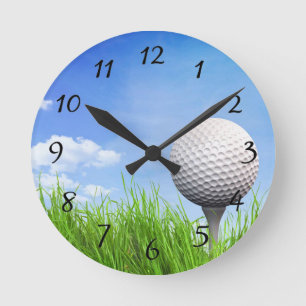 Golf boll på T Rund Klocka