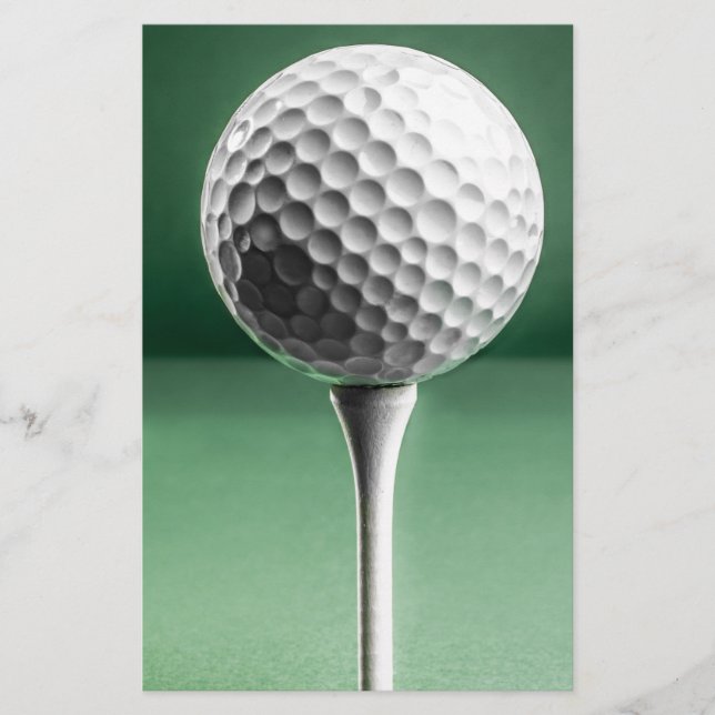 Golf Boll på Tee Brevpapper (Framsida)