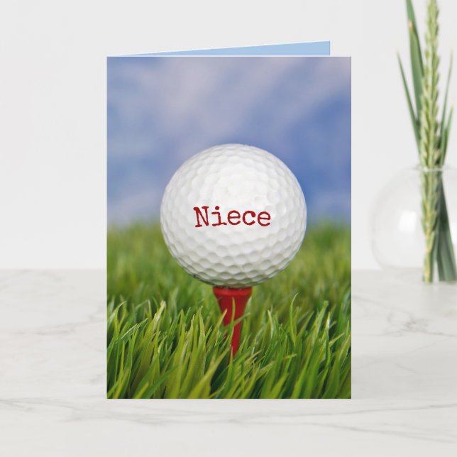 Golf Boll på Tee for Niece's Birthday Card Kort (Framsida)