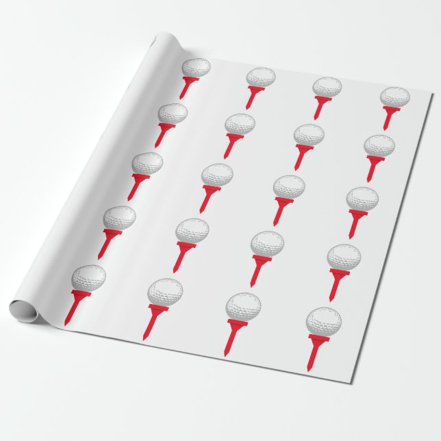 Golf Boll på Tee Presentpapper (Utrullad)