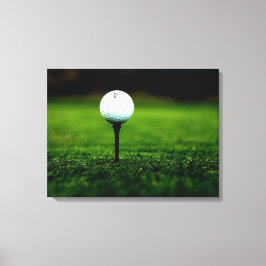 Golf Boll på Tee, Rik Grönt Turf Kanvastryck