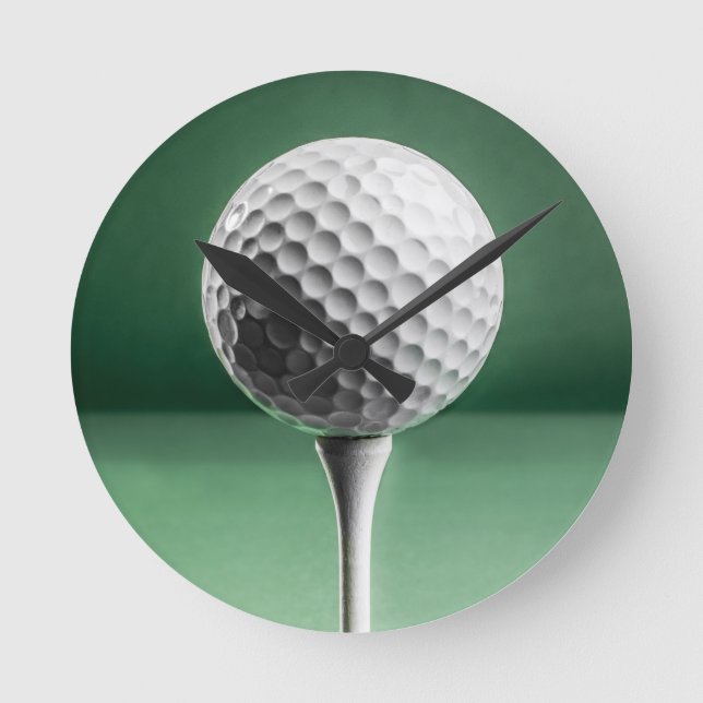 Golf Boll på Tee Rund Klocka (Framsida)