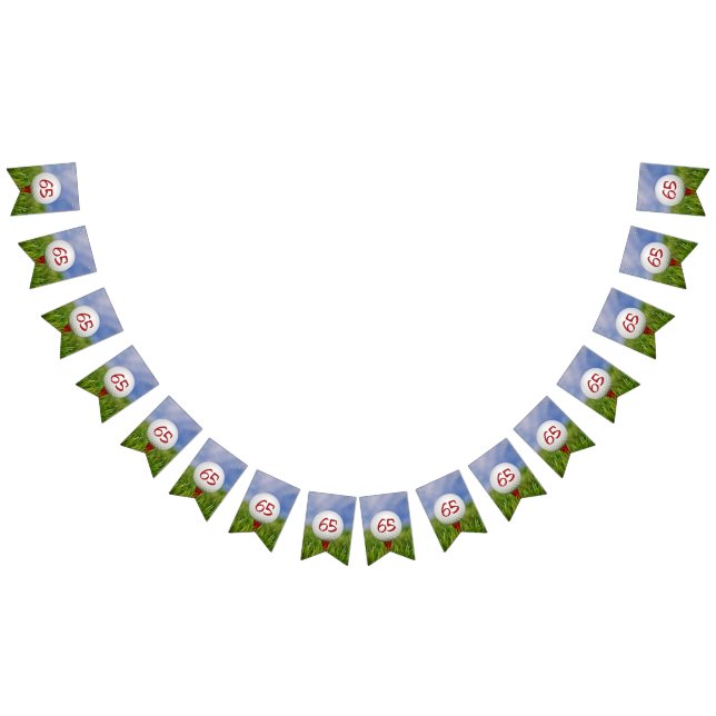 golf boll på tu i gräs för 65e födelsedag vimplar (Alla)