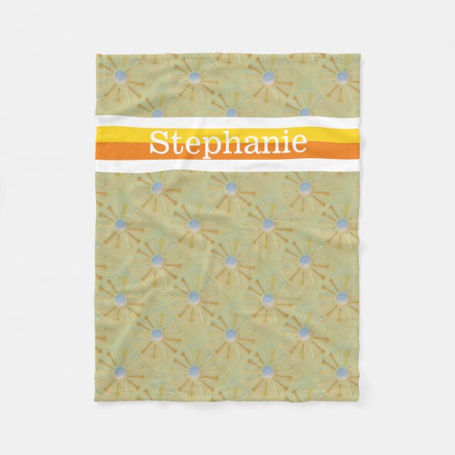 Golf boll Personlig med namn orange och gult Fleecefilt (Framsidan)