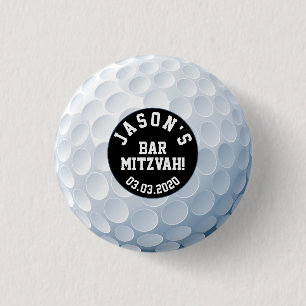 Golf Boll Pub Mitzvah Button Black White Knapp