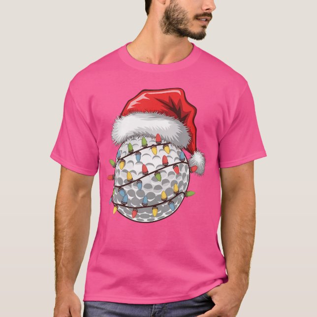 Golf Boll Santa Hat Julgran Ljus Golfing T Shirt (Framsida)