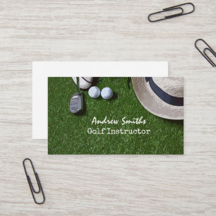 Golf boll-skon på grönt golfer business car visitkort