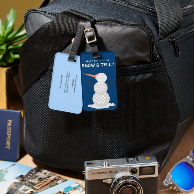 Golf boll Snögubbe Bagagebricka (Fram & Baksida)