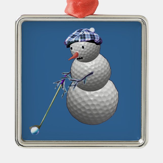 Golf Boll Snögubbe Julgransprydnad Metall (Framsidan)