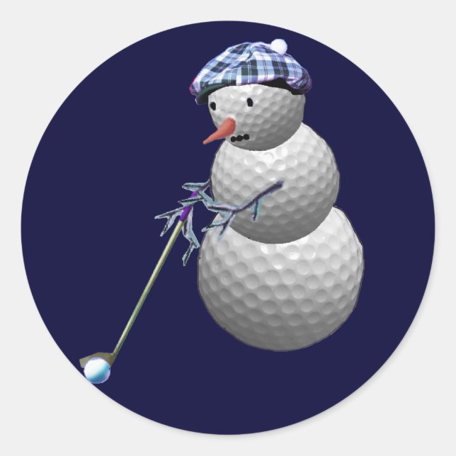 Golf Boll Snögubbe Runt Klistermärke (Framsida)