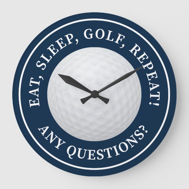 Golf Boll Sports fue Golfing Modern Blue Stor Klocka (Framsida)