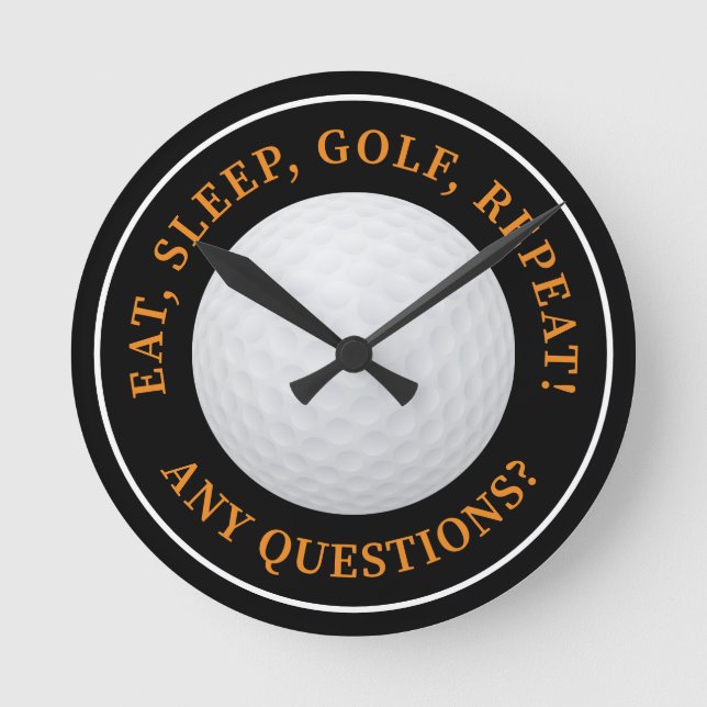 Golf Boll Sports Golfing Quote Modern Black Orange Rund Klocka (Framsida)