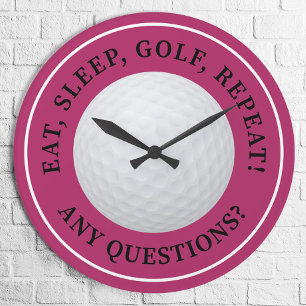 Golf Boll Sports Modern Golfing Quote Girly Rosa Rund Klocka